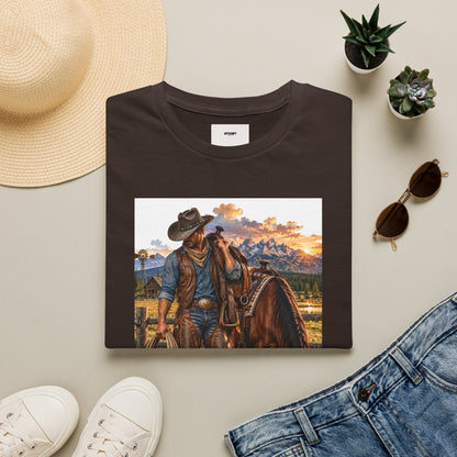 Cowboy Sunset T-Shirt — Western Ranch Horse Graphic