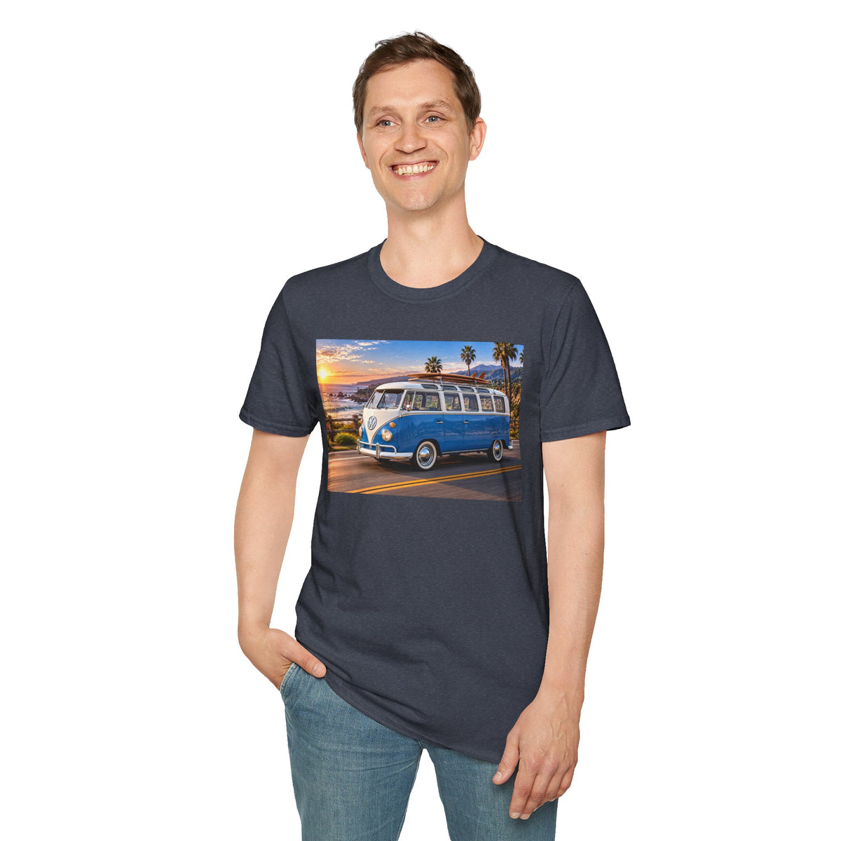 Vintage VW Bus T‑Shirt — Retro Surf Van Sunset Graphic Tee