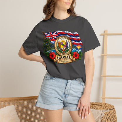 Hawaii State Seal Tee — Vintage Hawaiian Flag & Hibiscus T-Shirt