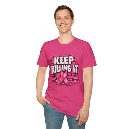Keep Killing It pink ribbon T-Shirt | Breast Cancer Awareness, Motivational Graphic