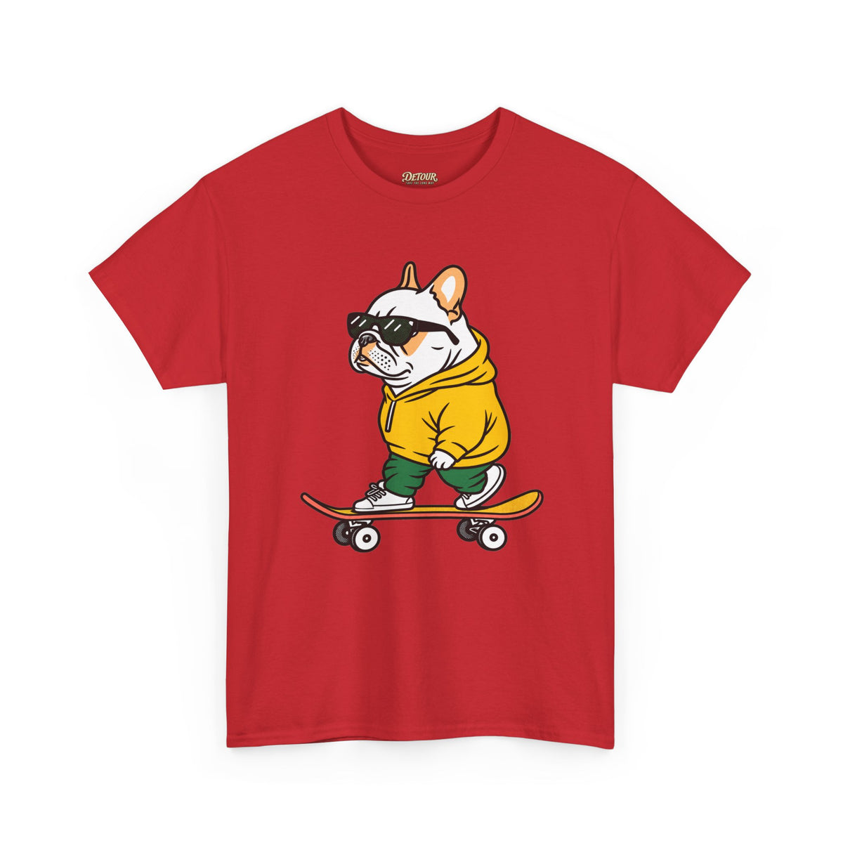 Skateboarding French Bulldog T‑Shirt – Cute Bulldog on Skateboard Graphic Tee