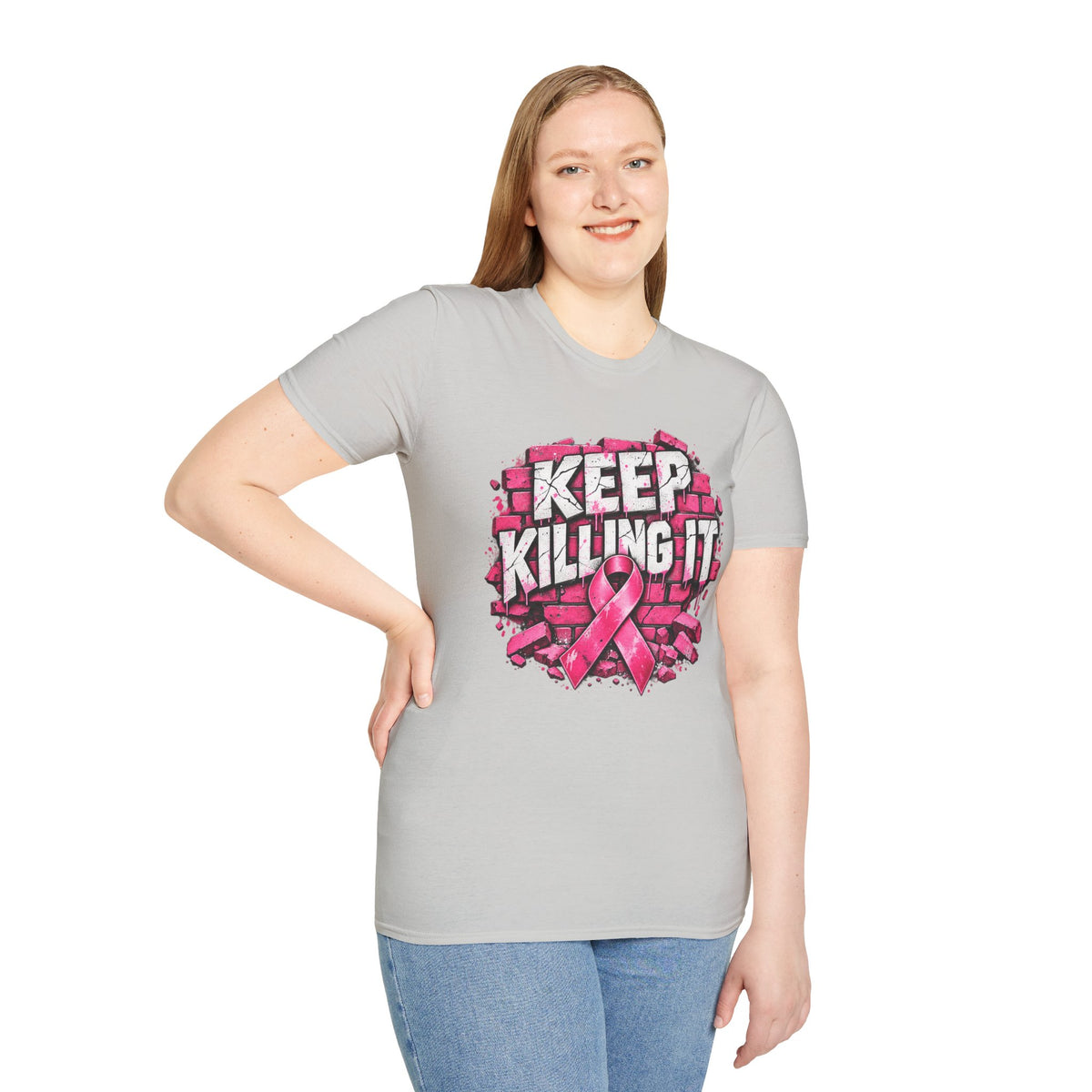 Keep Killing It pink ribbon T-Shirt | Breast Cancer Awareness, Motivational Graphic