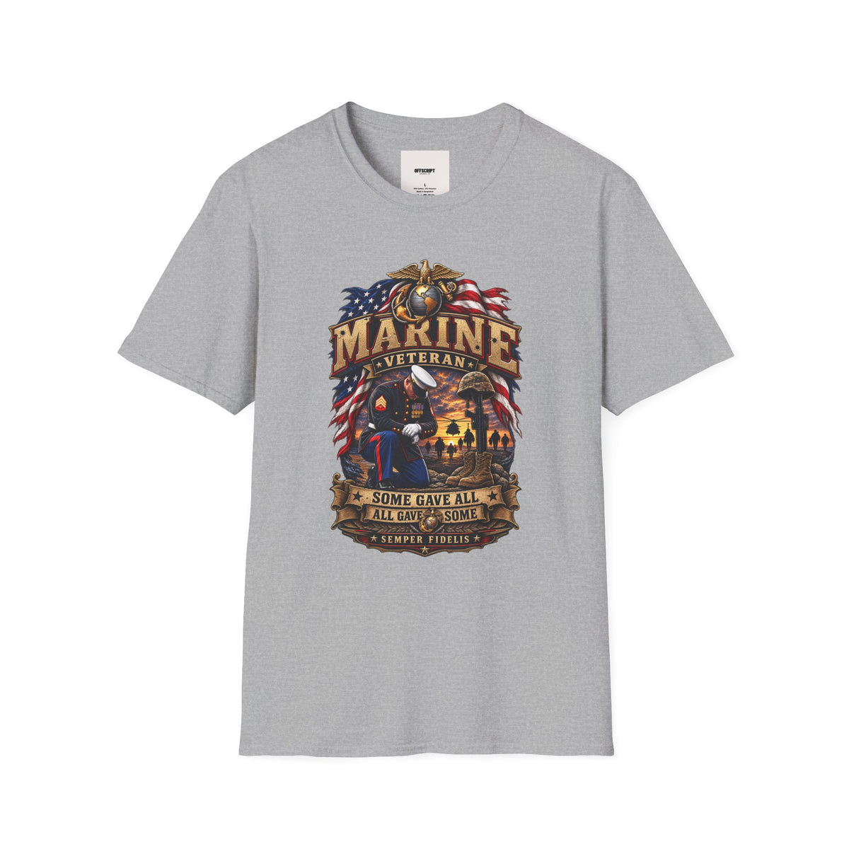 Marine Veteran T-Shirt — US Flag Eagle Emblem Military Tribute
