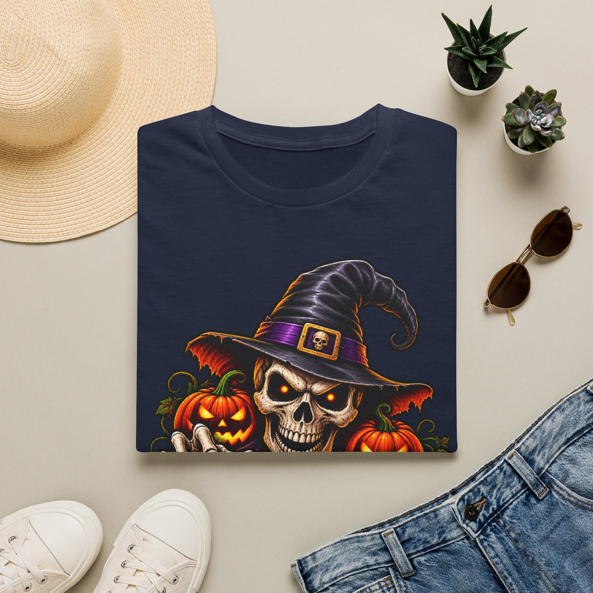 Halloween Skull Witch T-Shirt — Trick or Treat Pumpkin Graphic Tee