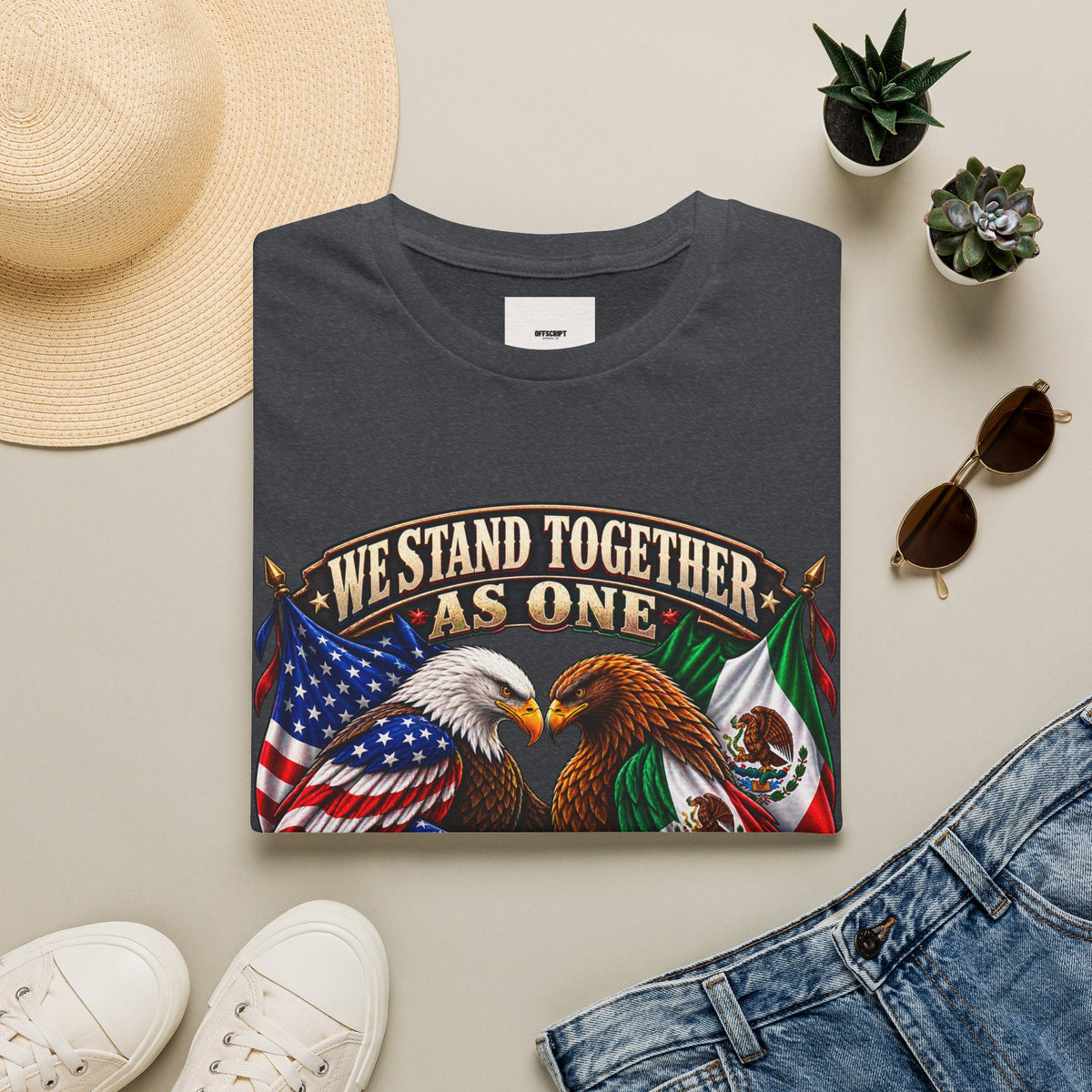 We Stand Together As One Eagle T-Shirt — USA & Mexico Unity Patriotic Tee