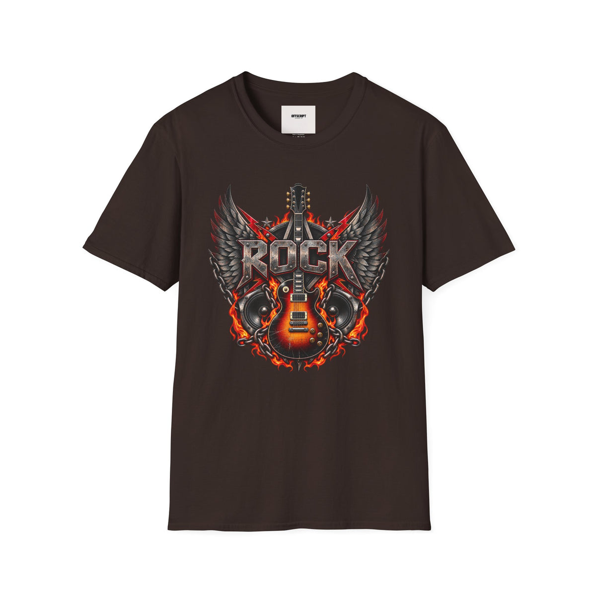 Rock Wings T‑Shirt — Vintage Guitar Flame Graphic Tee for Music Lovers