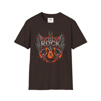 Rock Wings T‑Shirt — Vintage Guitar Flame Graphic Tee for Music Lovers