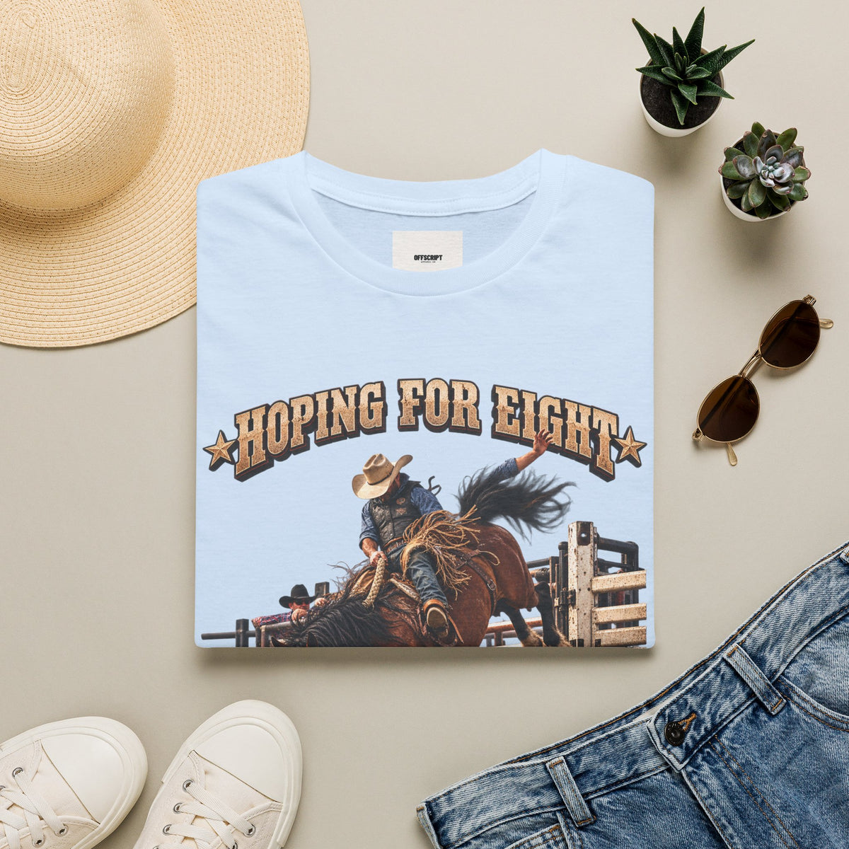 Hoping for Eight Rodeo T-Shirt — Bull Riding Western Tee