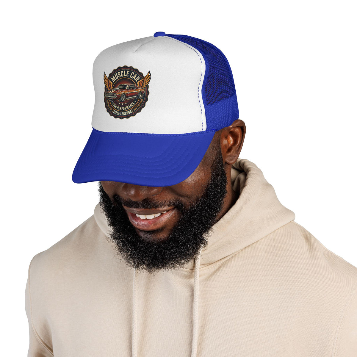 Muscle Car Emblem Trucker Cap | Vintage Hotrod Logo