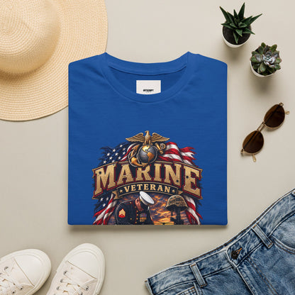 Marine Veteran T-Shirt — US Flag Eagle Emblem Military Tribute