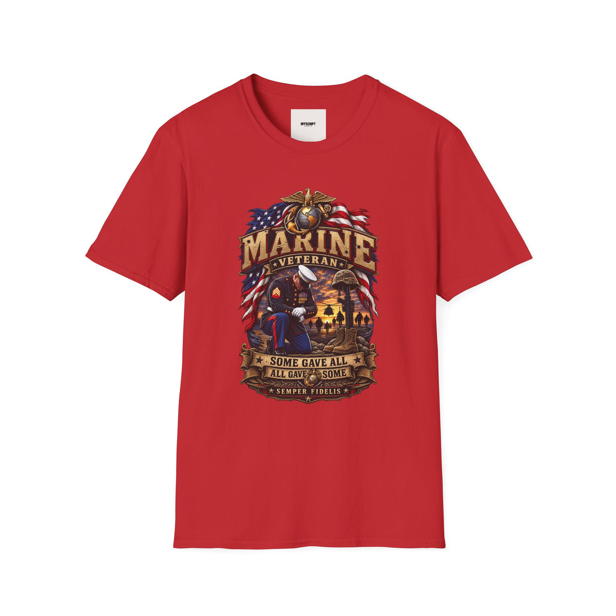 Marine Veteran T-Shirt — US Flag Eagle Emblem Military Tribute