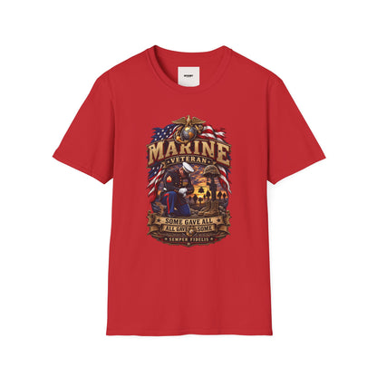Marine Veteran T-Shirt — US Flag Eagle Emblem Military Tribute