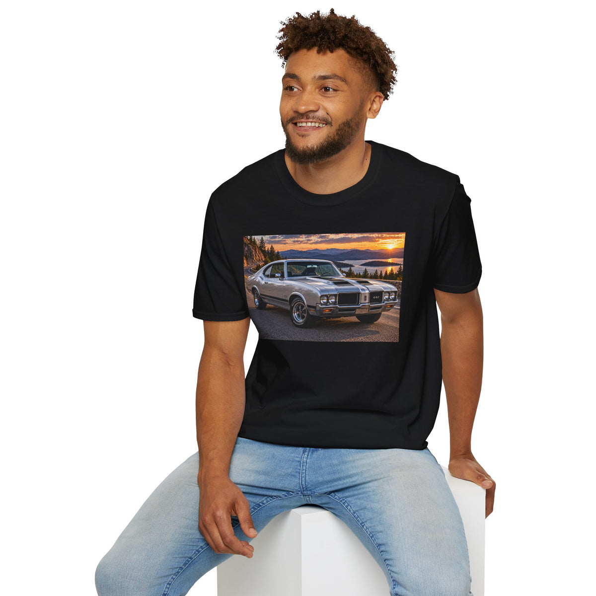 Classic Muscle Car T-Shirt – Vintage Oldsmobile Sunset Graphic Tee