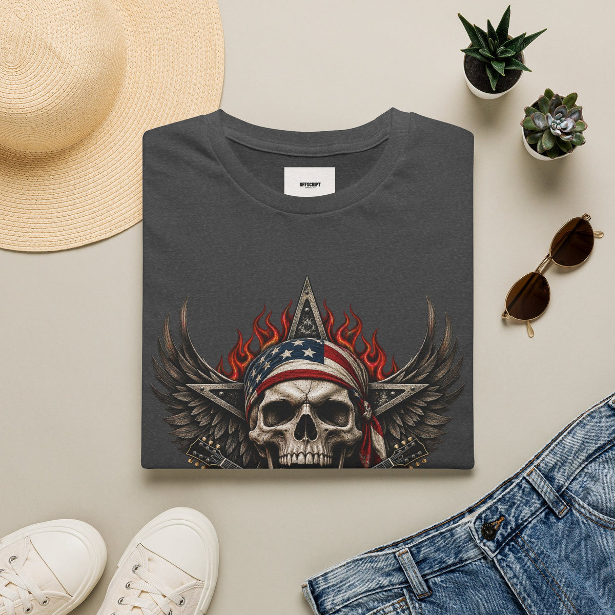 Skull & Wings T‑Shirt — American Rebel Rocker Graphic Tee