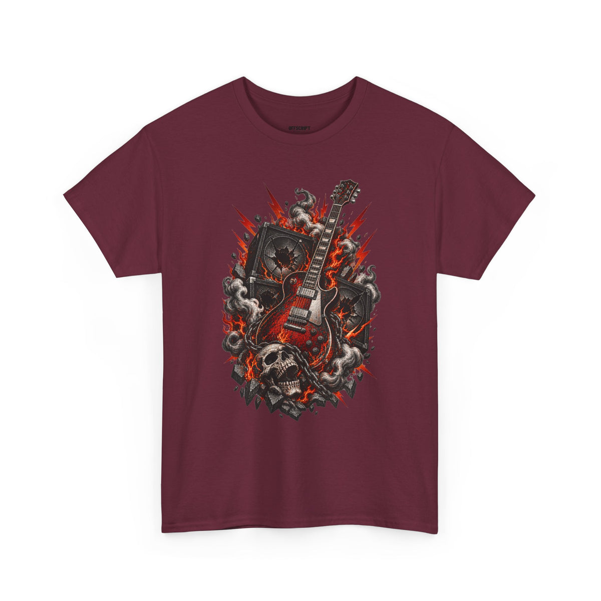 Electric Skull Guitar T‑Shirt — Rock & Metal Graphic Tee for Musicians and Fans