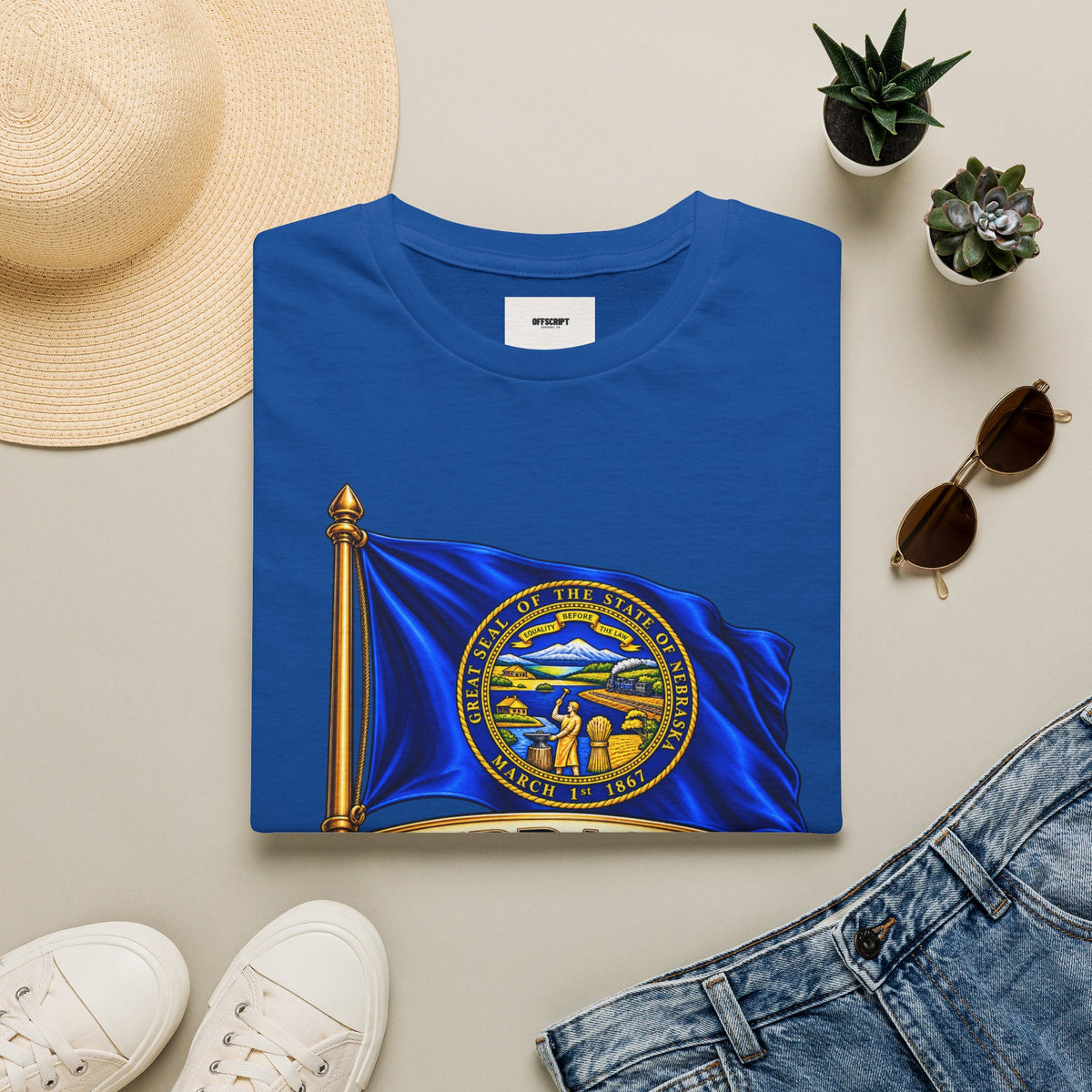 Nebraska State Flag T-Shirt — 'Equality Before the Law' Vintage Seal Tee