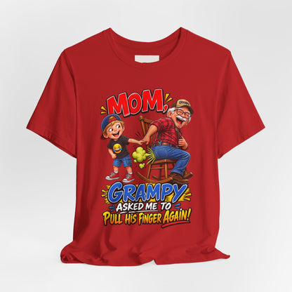 Grampy Asked Me To Pull His Finger Tee — Funny Grandpa & Kid Graphic T-Shirt