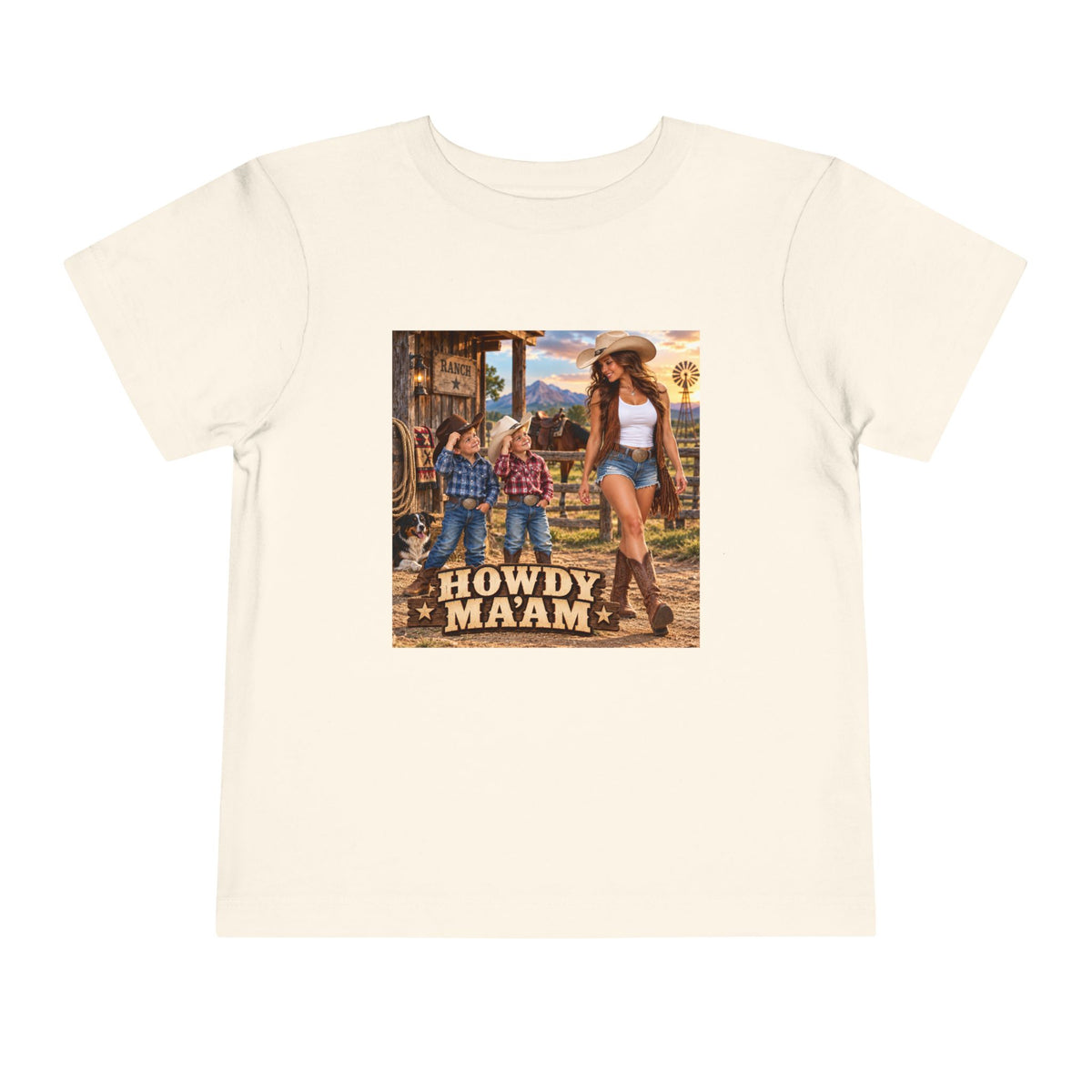 Toddler Tee — "Howdy Ma'am" Cowgirl Graphic Kids Shirt