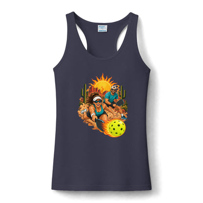 Desert Sun Pickleball Racerback Tank – Women’s Pickleball Graphic Performance Top