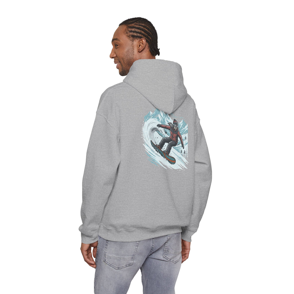 Snowboarding Hoodie – "Snowboarding Life" Graphic Pullover with Backboarder Illustration