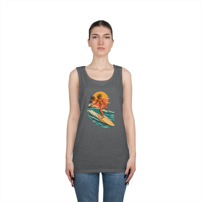 Surfing Sunset Tank — Retro Surfer Graphic Tank Top