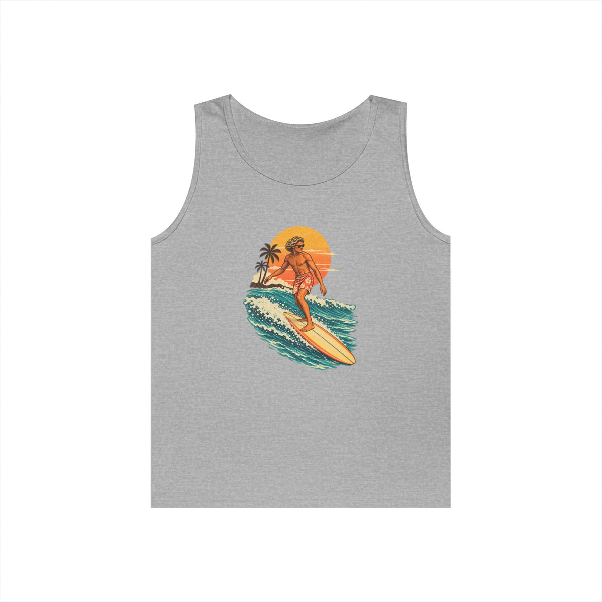 Surfing Sunset Tank — Retro Surfer Graphic Tank Top