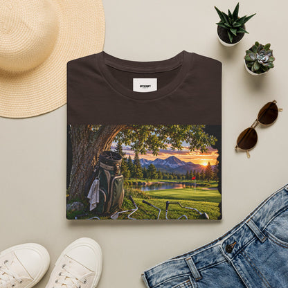Golf Relaxation T-Shirt — "GOLF: a great way to relieve stress" Scenic Sunset Design