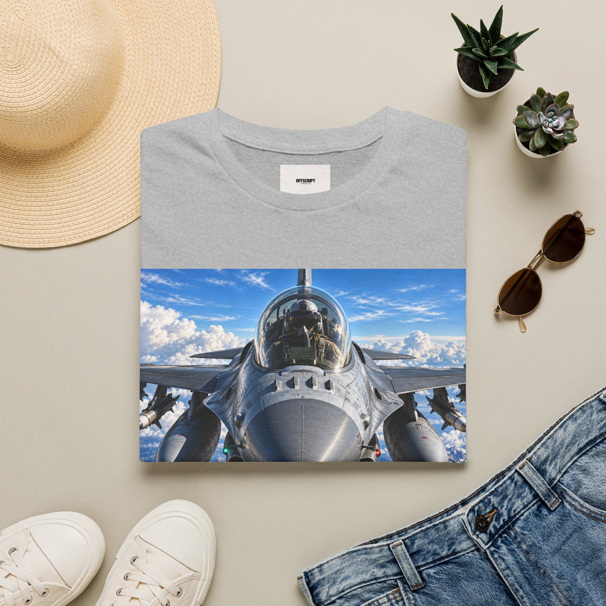 Fighter Jet Front View Tee — Military Aviation Pilot T-Shirt