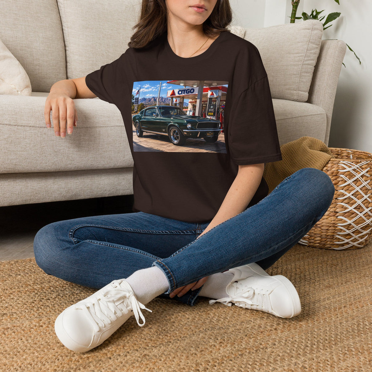 Classic Mustang Gas Station Tee — Retro Muscle Car T-Shirt