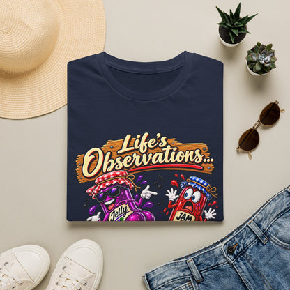 T-Shirt — "Life's Observations: I Must Be Jelly 'Cause Jam Don't Shake Like That" Retro Jar Cartoon Tee
