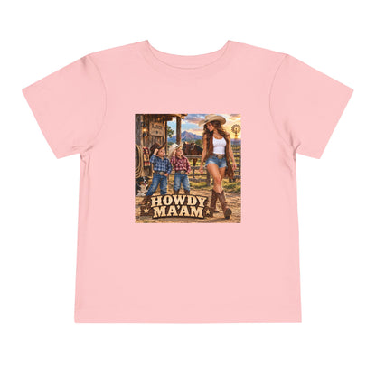 Toddler Tee — "Howdy Ma'am" Cowgirl Graphic Kids Shirt