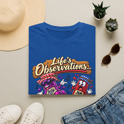 T-Shirt — "Life's Observations: I Must Be Jelly 'Cause Jam Don't Shake Like That" Retro Jar Cartoon Tee