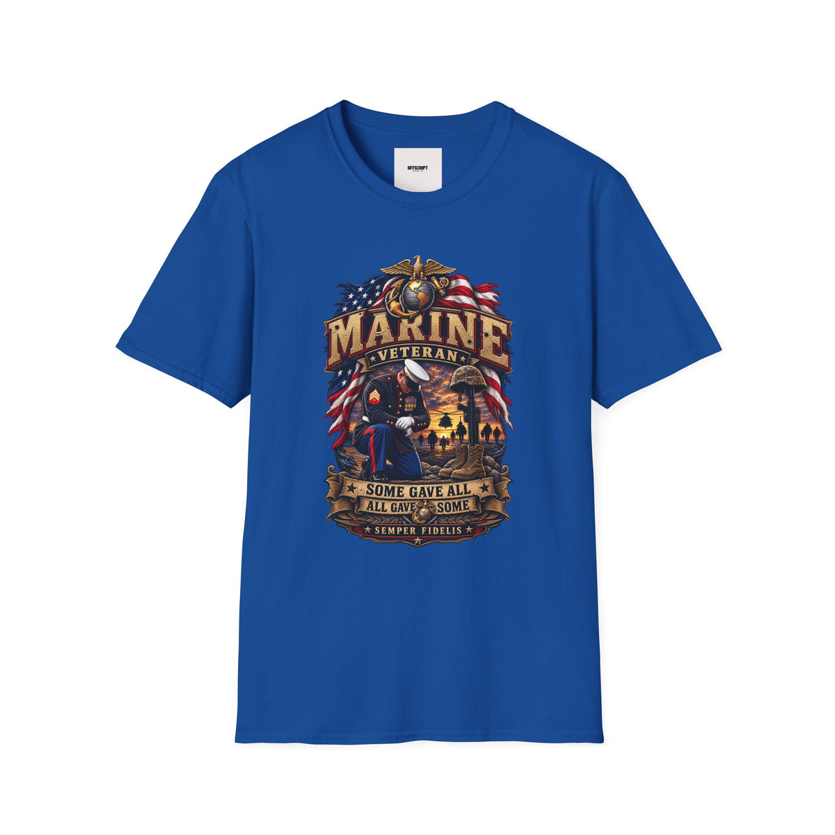 Marine Veteran T-Shirt — US Flag Eagle Emblem Military Tribute