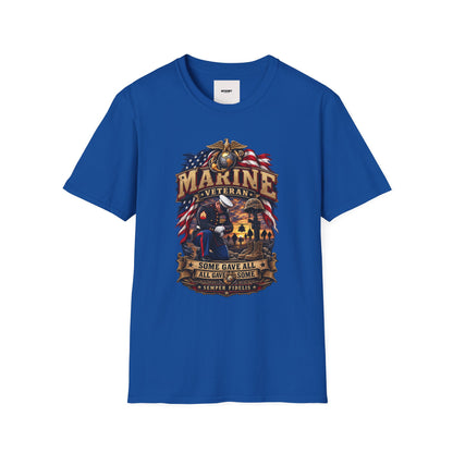 Marine Veteran T-Shirt — US Flag Eagle Emblem Military Tribute