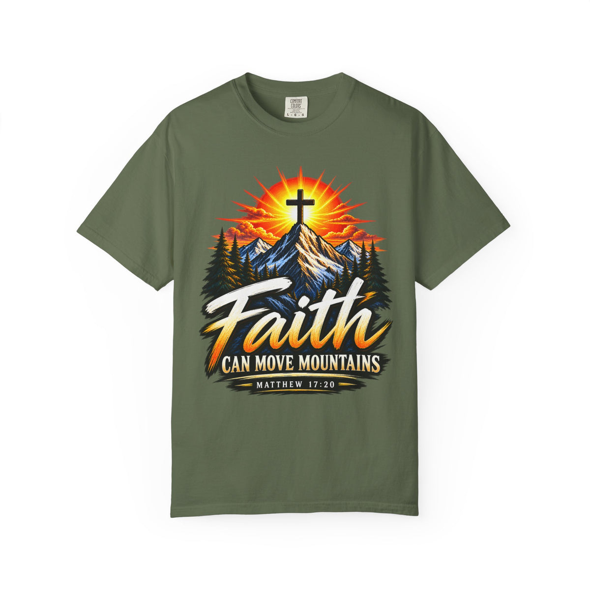 Faith Can Move Mountains T-Shirt | Christian Cross Mountain Graphic
