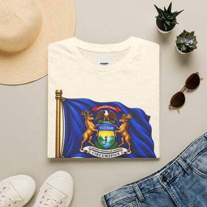 Michigan State Flag T-Shirt — Vintage State Seal Tee (TUEBOR)