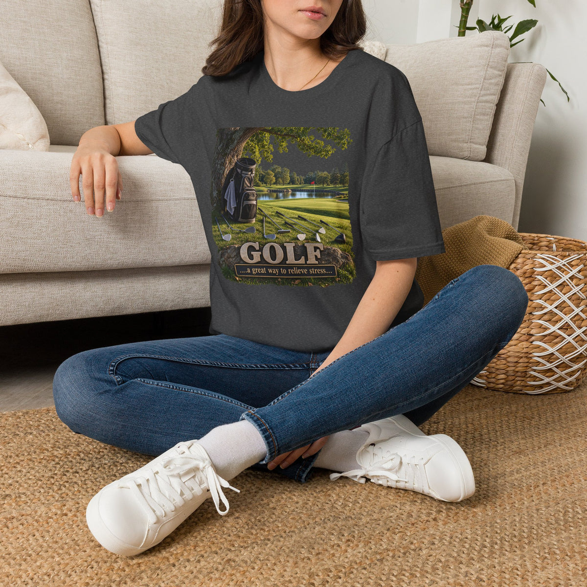 Golf Course Scene T‑Shirt — 'GOLF' Scenic Golfing Graphic Tee