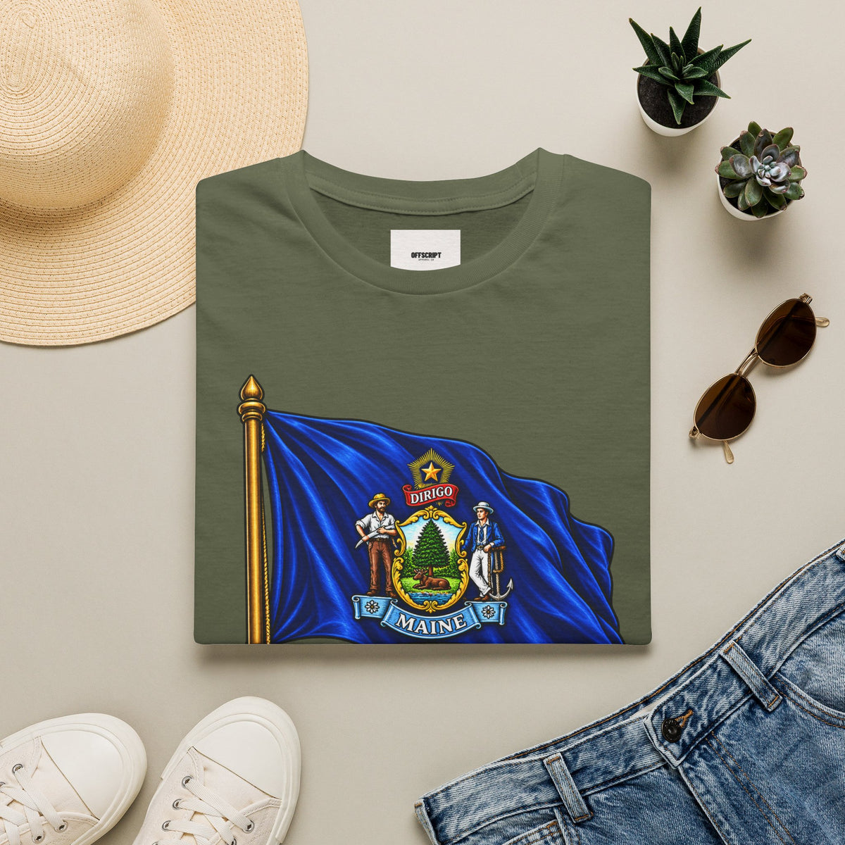 Maine State Flag T-Shirt — 'Dirigo (I Lead)' Vintage Flag Tee