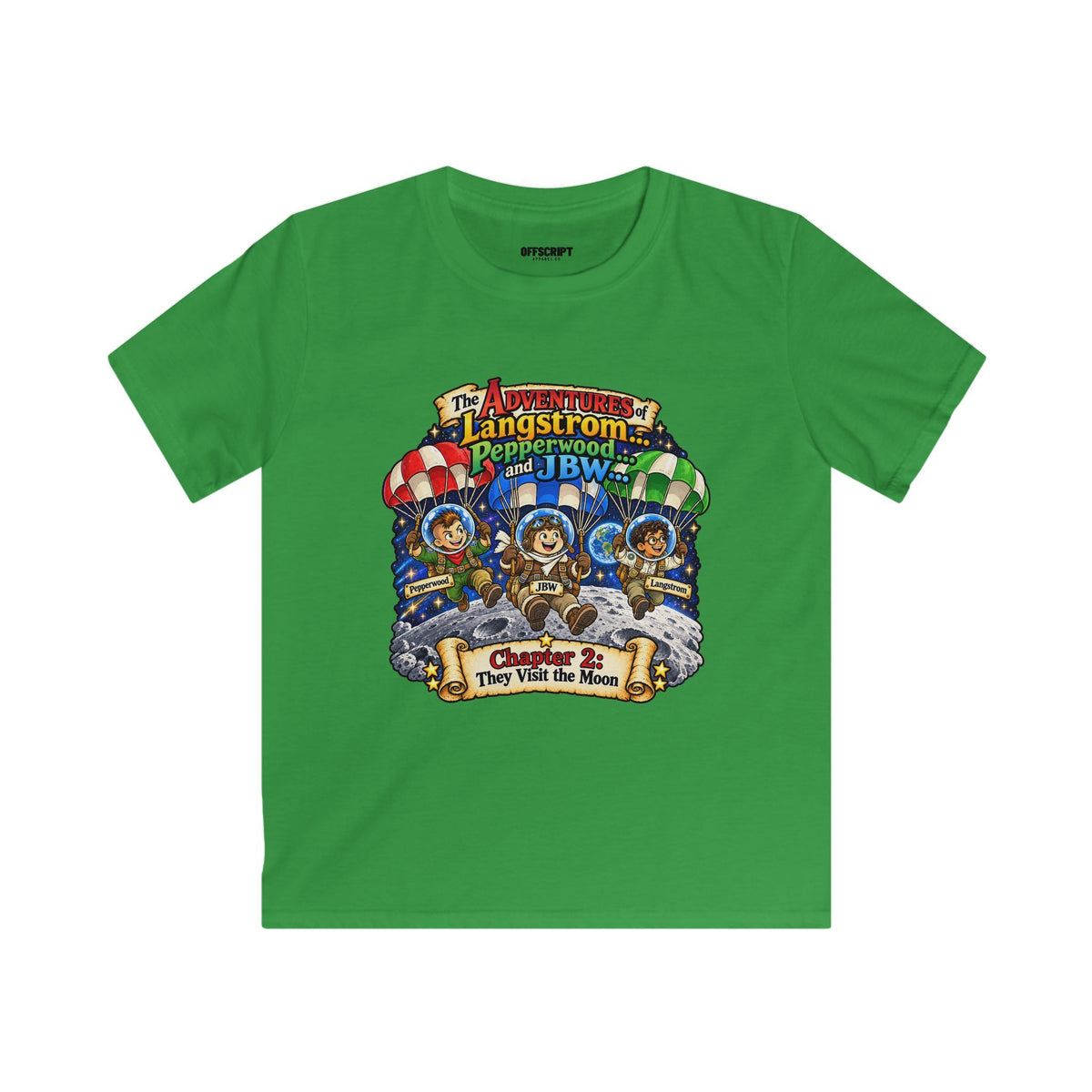 Kids Tee — The Adventures of Langstrom, Pepperwood & JBW: Chapter 2 "This Was The Moon"