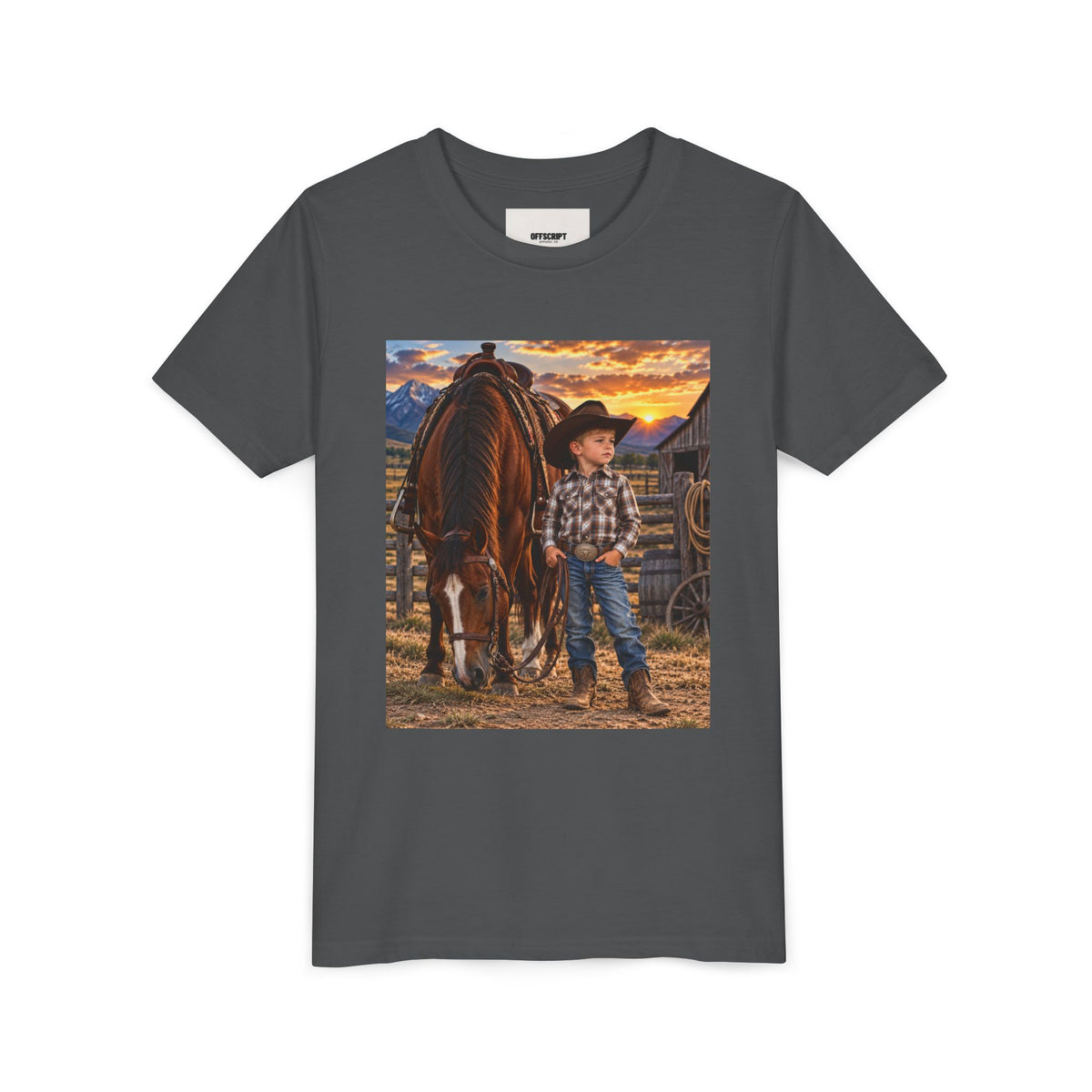 Youth Western Cowboy Tee — Little Cowboy & Horse Graphic Shirt