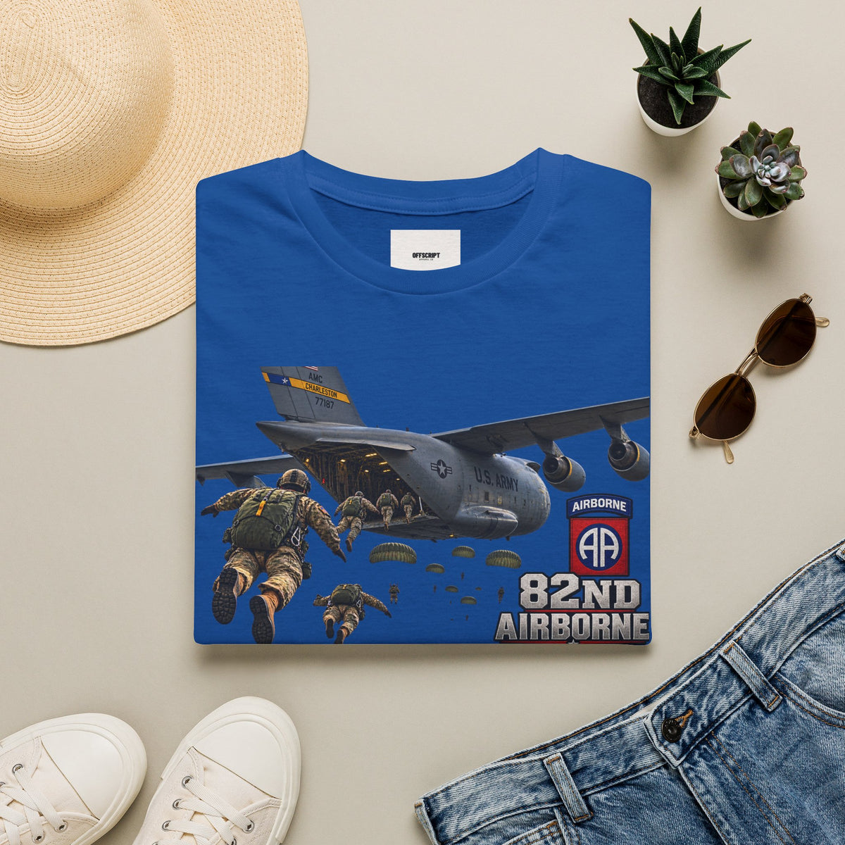 82nd Airborne Paratrooper T-Shirt — Military Jump C-17 Skydiving Design