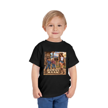 Toddler Tee — "Howdy Ma'am" Cowgirl Graphic Kids Shirt