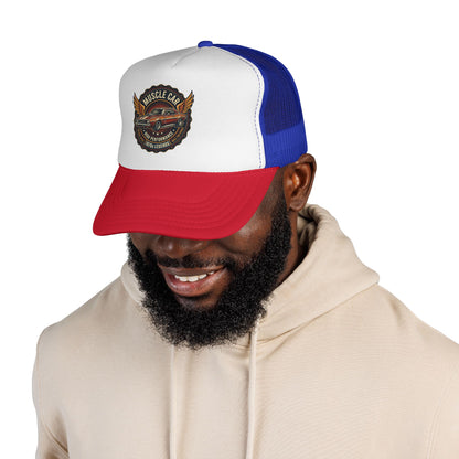 Muscle Car Emblem Trucker Cap | Vintage Hotrod Logo