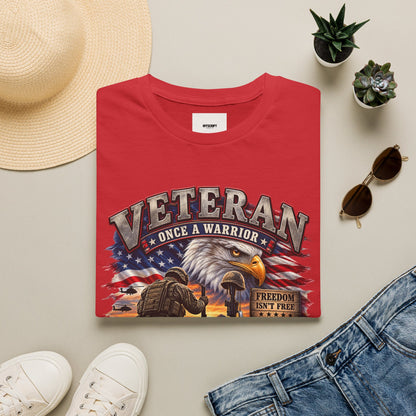 Veteran Once a Warrior T-Shirt — Patriotic Eagle & Flag Military Tribute