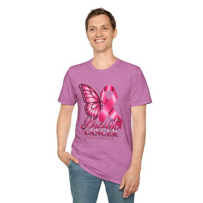 Pink Ribbon Butterfly Breast Cancer Awareness T-Shirt | Support Ribbon Tee