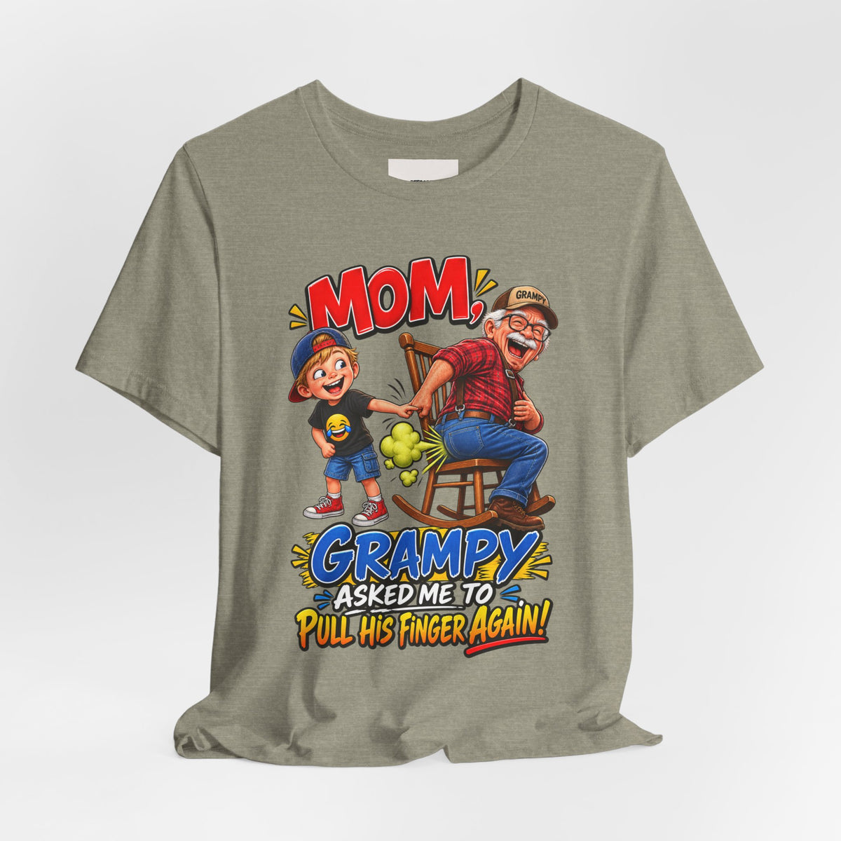 Grampy Asked Me To Pull His Finger Tee — Funny Grandpa & Kid Graphic T-Shirt