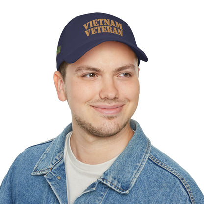 Vietnam Veteran Baseball Cap — Embroidered Gold Text Low Profile Hat for Veterans & Memorial Events