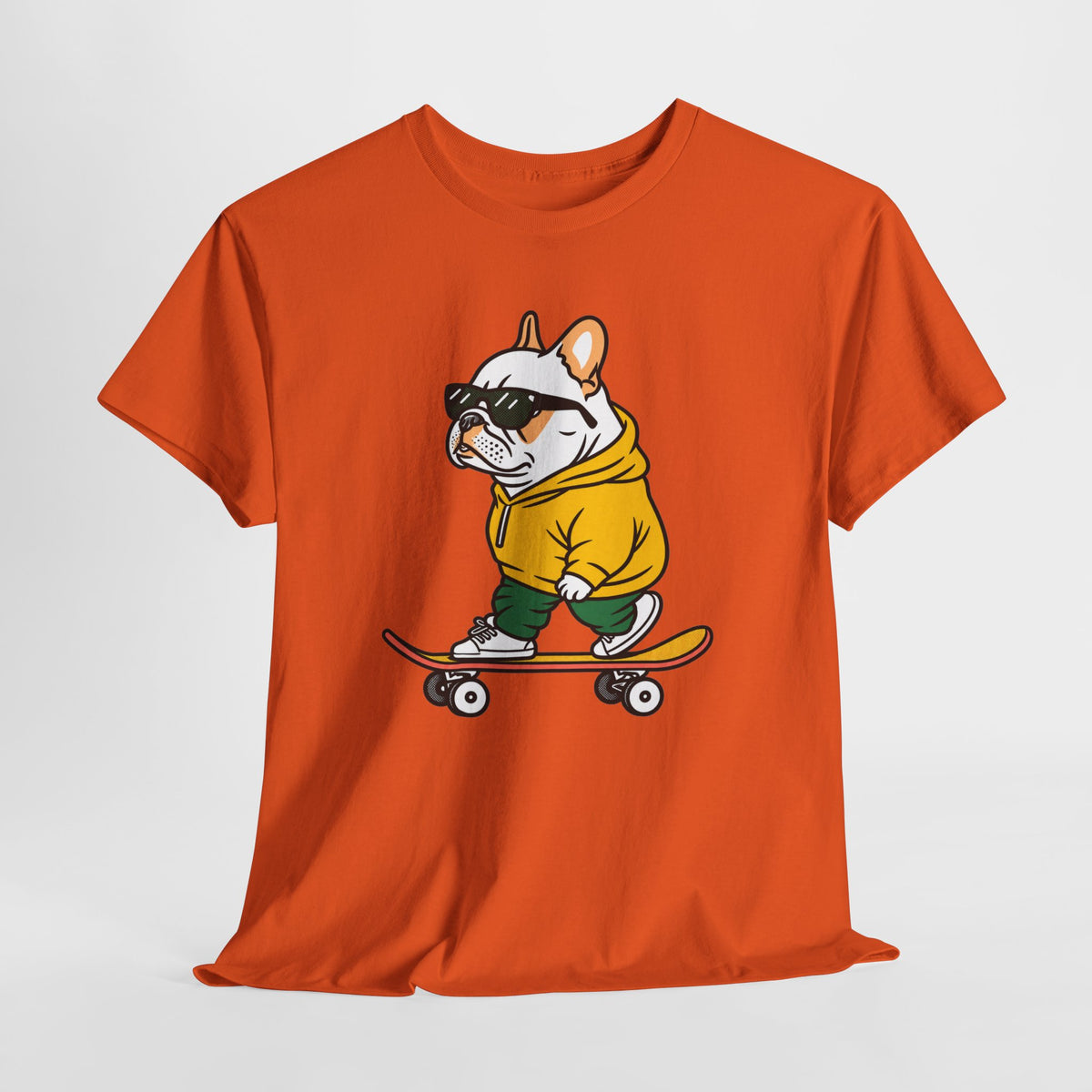 Skateboarding French Bulldog T‑Shirt – Cute Bulldog on Skateboard Graphic Tee
