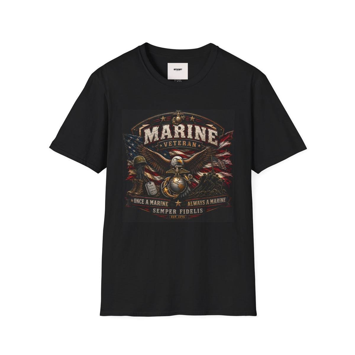 Marine Veteran T‑Shirt — Patriotic Eagle & American Flag Military Tribute