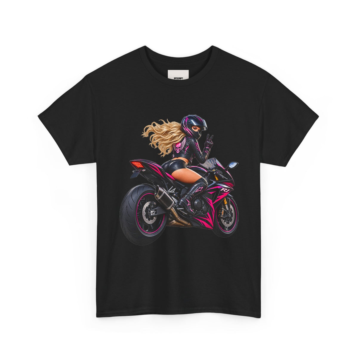 Motorcycle Girl Tee — Feminine Sportbike Rider Graphic Shirt